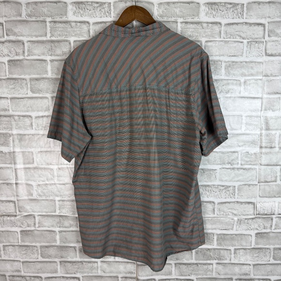 Toad & Co Dull Green & Orange Broken Striped Casual Outdoor Button Up Shirt XL - Picture 4 of 7